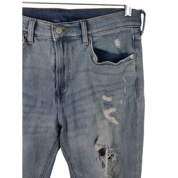 H&amp;M Men’s Distressed Blue Denim Skinny Fit Jeans Size 32x32 Light Wash - Picture 5 of 13